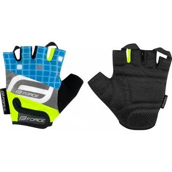Cyklistické rukavice FORCE rukavice F SQUARE KID, fluo-modré Velikost: L