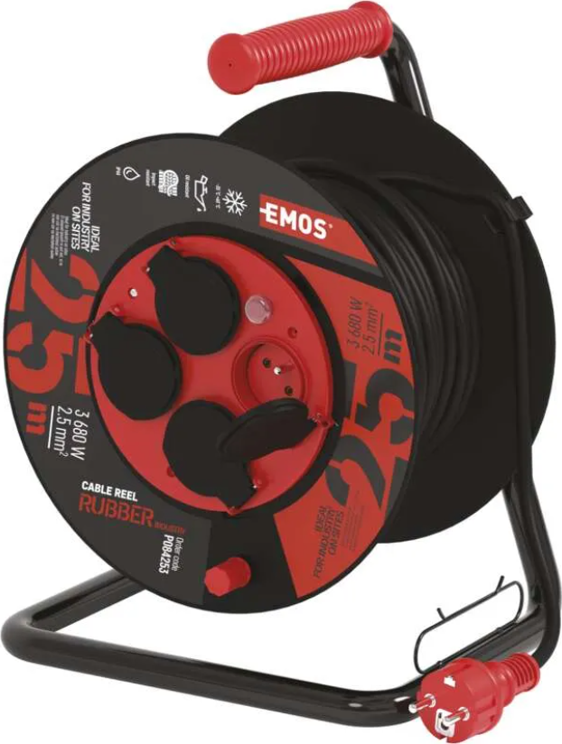 Emos P084253 Prodlužovací kabel na bubnu - 4 zásuvky, 25m, 3x2,5mm, P084253