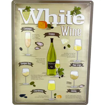 Plechová cedule DODINO Plechová cedule White Wine 30 x 40 cm