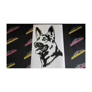 Polep vozidla Pes 073 levá Německý ovčák (09 - bílá) SAMOLEPKA NA AUTO, NÁLEPKA, FÓLIE, POLEP, TUNING, VLASTNÍ TEXT, TISK, AUTOSAMOLEPKY.cz, POLEPY, OBRÁZEK, LOGO, 3D STICKERS