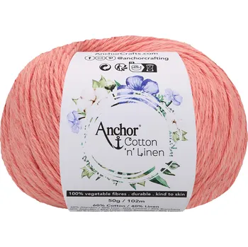 Příze Anchor Cotton ‚n‘ Linen 16 Broskvová (Přírodní příze Cotton ‚n‘ Linen 16 Rose)