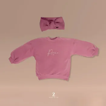 Chlapecká mikina Mikina s výšivkou jména RŮŽOVÁ Velikost: 86/92 (1-2 roky), Varianta: S mašličkou