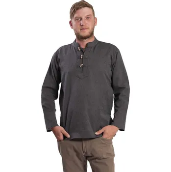 Pánská košile Košile Nepál / ETNO KURTA tmavě šedá 3XL