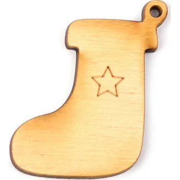 Dřevěný výřez punčocha, 3,3 x 4 cm, 5 ks