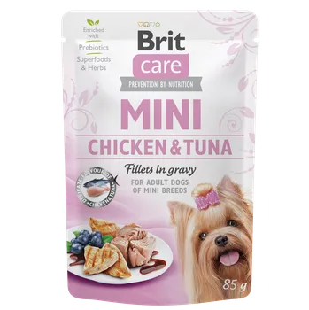 Brit Care Dog Mini Chicken&Tuna fillets in gravy 85g (min. odběr 24 ks)