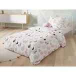 Bavlněné povlečení do postýlky RŮŽOVÉ KOSATKY bílé, polštář 45 x 65 cm, peřinka 90 x 135 cm, gramáž 135 g/m2