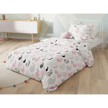 Povlečení Bavlněné povlečení do postýlky RŮŽOVÉ KOSATKY bílé, polštář 45 x 65 cm, peřinka 90 x 135 cm, gramáž 135 g/m2