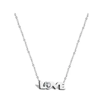 Náhrdelník OPD0086-ST Dámský ocelový náhrdelník s přívěškem "love"