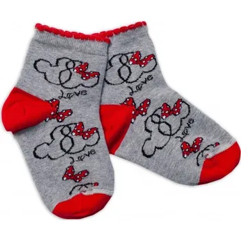 Bavlněné ponožky - MINNIE LOVE šedé s červenou - vel.13-14
