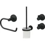 Koupelnová sada LENZ NERO háčky, držák WC papíru, WC štětka
