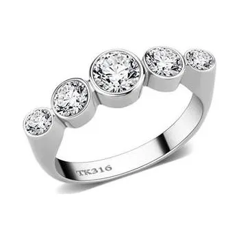 Prsten AL-0050-60 Ocelový prsten se zirkony