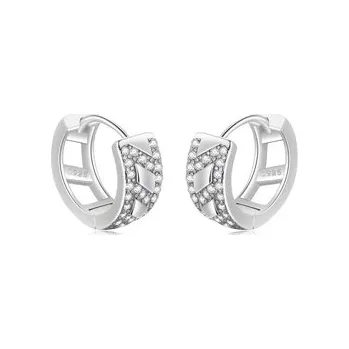 Náušnice NB-3838 Stříbrné náušnice kroužky se zirkony