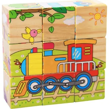Dřevěná hračka Dřevěné kostky dopravní prostředky