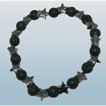 Náramek ČERNÁ MAGIE - náramek s hvězdami z hematitu (láva a hematit)