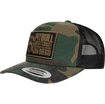 Kšiltovka PitBull West Coast - kšiltovka mesh snapback BLOOD DOG CAMO TRUCKER wood camoflauge černá Barva: camo, Vel: UNI