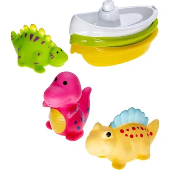 Profibaby Baby dinosaurus stříkací 3ks + lodička 3ks pro miminko do koupele