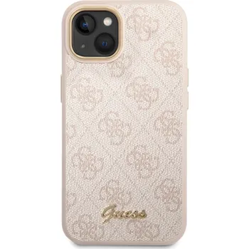 Telefonní příslušenství Guess PC/TPU 4G Metal Camera Outline Zadní Kryt pro iPhone 14 Pink Guess 4G prémiový ochranný kryt telefonu v kombinaci zadní strany potaženou látkou s motivem Guess a pružnými PU boky