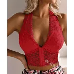 Krajkový top s hlubokým výstřihem Barva: Červená, Velikost: S