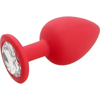 Anální kolík Silikonový anální kolík s čirým diamantem - L