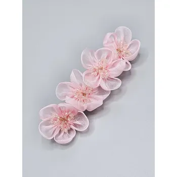 Květinová spona do vlasů - růžový květ (9,8 x 1 cm)