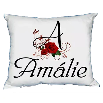 Dekorativní polštářek Polštář s dámským jménem AMÁLIE Bílý (polštářek dámské jméno )