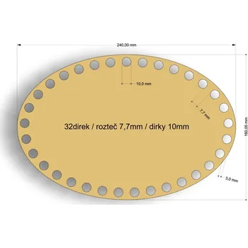 Ovál pro háčkování - 240x160 mm/32direk/10mm