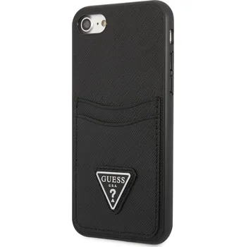 Pouzdro na mobilní telefon Guess Saffiano Double Card Zadní Kryt pro iPhone 7/8/SE2020/SE2022 Black Guess prémiový ochranný kryt telefonu vyrobený z kombinace kvalitních a odolných materiálů, které perfektně chrání Váš telefon