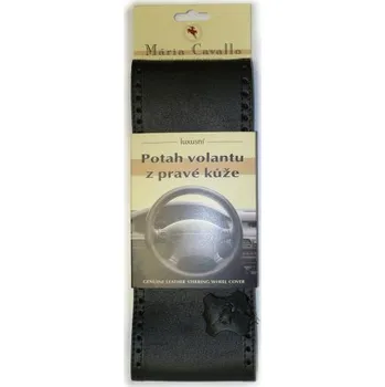 Potah na volant Kožený potah volantu Maria Cavallo - Černý, AX, Rudě prošitý, Rudá šnůra součástí