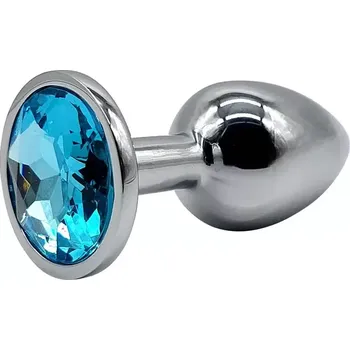 Kovový anální kolík s modrým diamantem - S