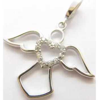 Přívěsek Klenoty Budín Dámský zlatý přívěsek posetý zirkony andělíček se srdíčkem 585/0,86gr HK3180 (Klenoty Budín Dámský zlatý přívěsek posetý zirkony andělíček se srdíčkem 585/0,86gr HK3180)