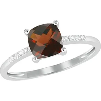 Prsten Dámský prsten bílé zlato 585/1000 přírodní diamant 1.15 ct a granát GKW48525GR velikost 53