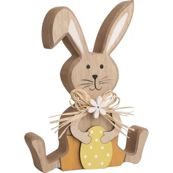 Velikonoční dekorace Anděl Přerov 7551 zajíc dřevěný na postavení 11,5 x 15 cm