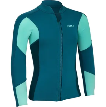 DECATHLON Dětský top s dlouhým rukávem a UV ochranou neopren 1,5 mm 7 LET MODRÁ|ZELENÁ