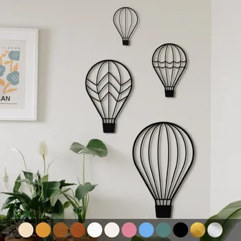 Obraz WoodenPuzzle.cz Dřevěný obraz - Horkovzdušné balóny Barva: Zlatá, Velikost: M