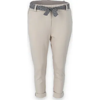 Dámské kalhoty Kalhoty s páskem 7505 Itálie barva: béžová, velikost: XL