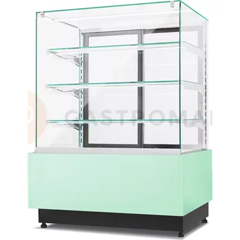 Chladící cukrářská vitrína, výklopné přední sklo, vnitřek z nerezové oceli, 1300x690x1300 mm | RESTO QUALITY, Dolce Visione Premium 1300