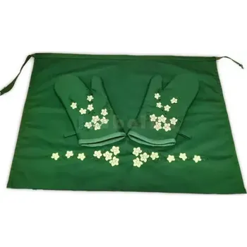 Kuchyňská zástěra Kuchyňská zástěra a chňapky s výšivkou orchideje zelená 27-1