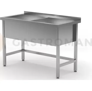 Nerezový dřez Stůl dvoukomorovou vanou, komora 300 mm, 1200x600x850 mm | HENDI, Profi Line