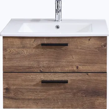 Koupelnový nábytek Hnědá závěsná skříňka v dekoru dubu bez umyvadla 71x51 cm Set 374 - Pelipal ID_1452684