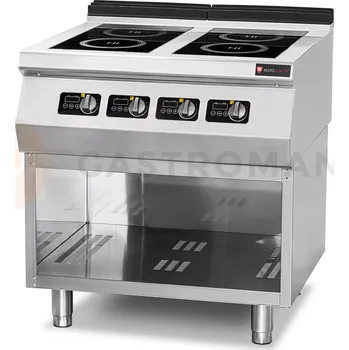 Sporák Indukční sporák, 4-hořáková, 12 kW, 400 V, otevřený podstavec, 800x730x850 mm | RESTO QUALITY, Linia 700 RQ.PLS.7IND020