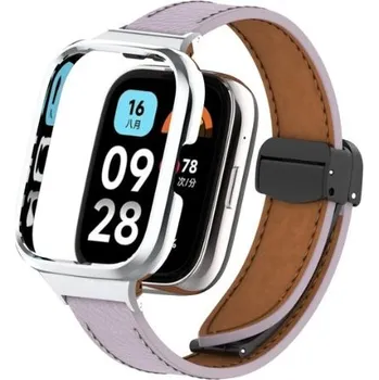 Ostatní příslušenství k chytrým hodinkám eses Kožený řemínek s magnetickou sponou pro Xiaomi Redmi Watch 3 Active - Fialový