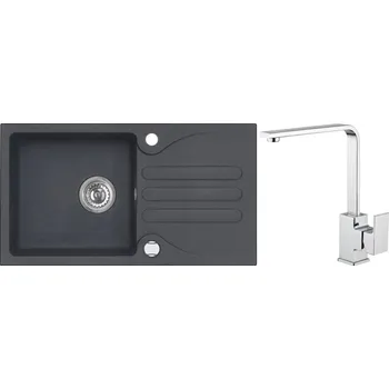 Alveus Set Galapagos 30 Granitová dřez s odkapem 770x430 mm+ baterie Reno, černá, SETA521