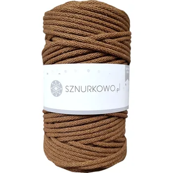 Příze Sznurkowo bavlněné šňůry 5mm karamelové