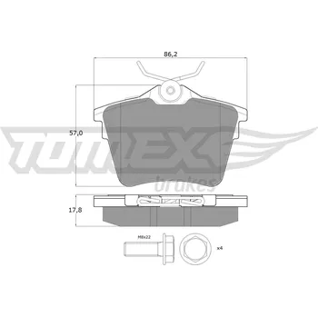 Brzdová destička Sada brzdových destiček, kotoučová brzda TOMEX Brakes 1469