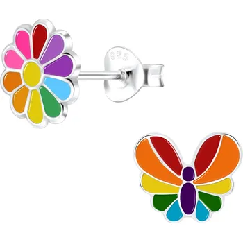 Náušnice Dětské stříbrné náušnice duhové