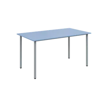 Jídelní stůl JSB 140 N jídelní stůl, kovová podnož stříbrná, deska 18 mm, 1394x800 mm, pastelově modrá