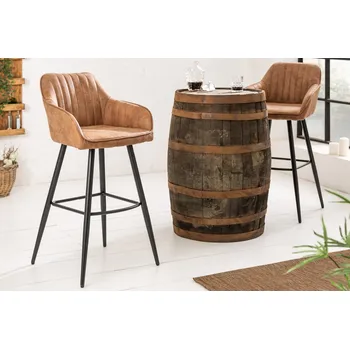 Barová židle Stylová barová židle Turin vintage hnědá