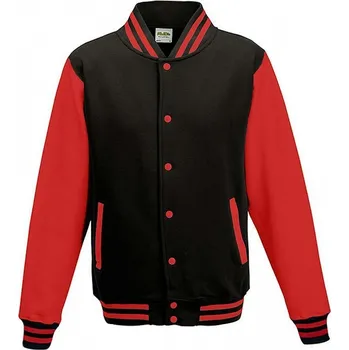 Pánská casual bunda Pánská kontrastní bunda Varsity Just Hoods Barva: černá - červená, Velikost: XS JH043