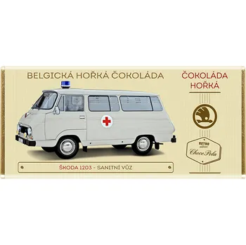 Čokoláda Čokoláda RETRO 100g Škoda 1203 SANITKA hořká (belgická čokoláda - 53% obsah kakaa sanitní vůz)