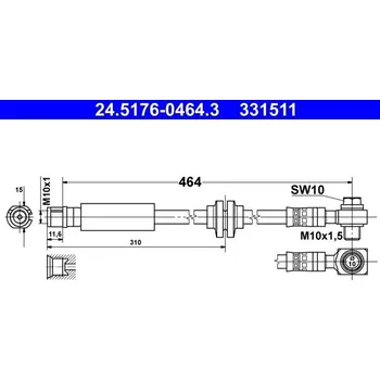 Brzdový systém Brzdová hadice ATE 24.5176-0464.3